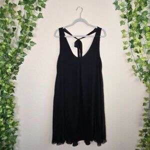 NWT Polo Ralph Lauren Black Sheer 100% Silk Overlay Dress w/ Tie Open Back Sz 10